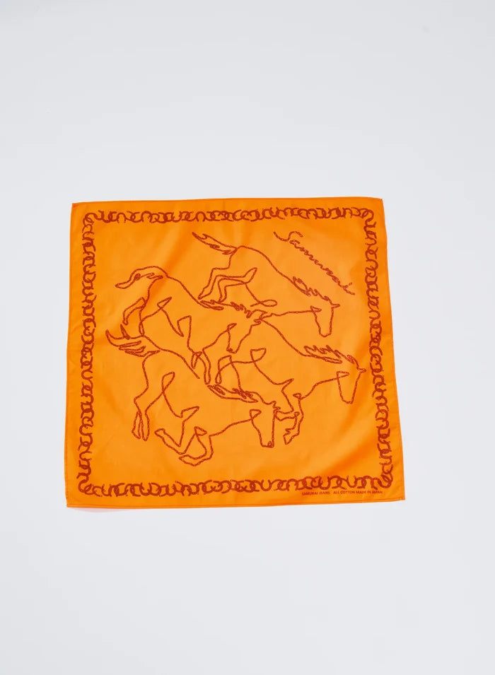 SJ-BANDANA-03 Samurai Horse Motif Bandana- Orange