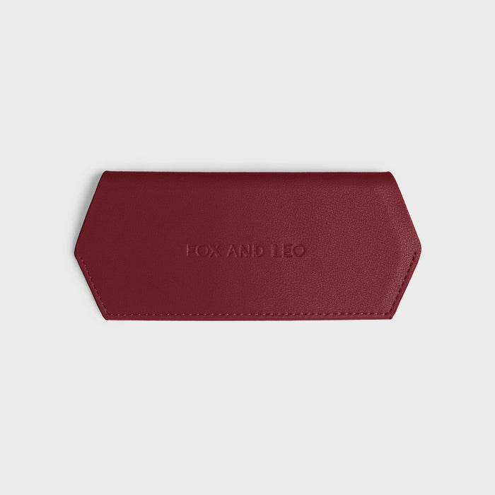 Fox and Leo Slimline Glasses Case in Burgundy Leather | Gretel Lane