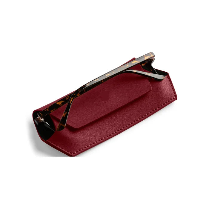 Fox and Leo Slimline Glasses Case in Burgundy Leather | Gretel Lane