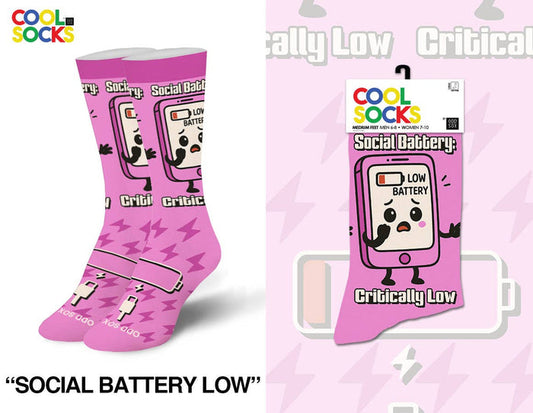 Social Battery Low - Premium Socks from Cool Socks - Just $13.95! Shop now at Pat's Monograms
