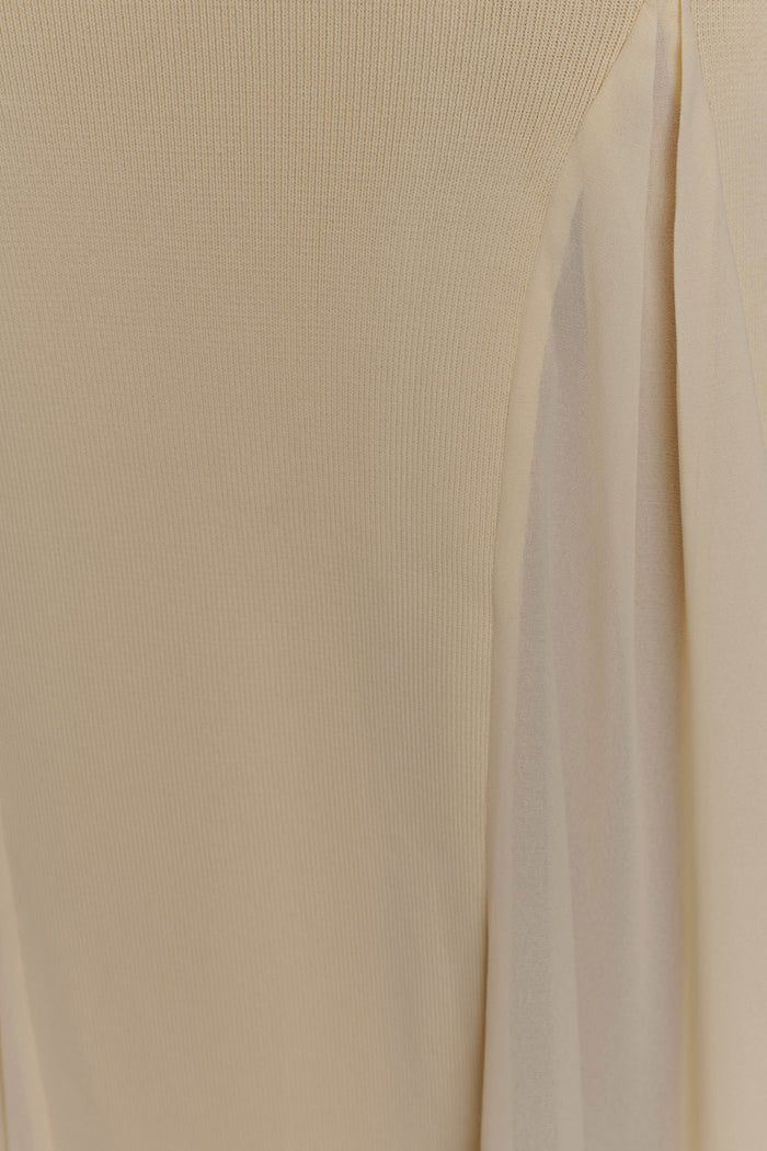 Soleil Knit And Mesh Halter Maxi Dress - Cream
