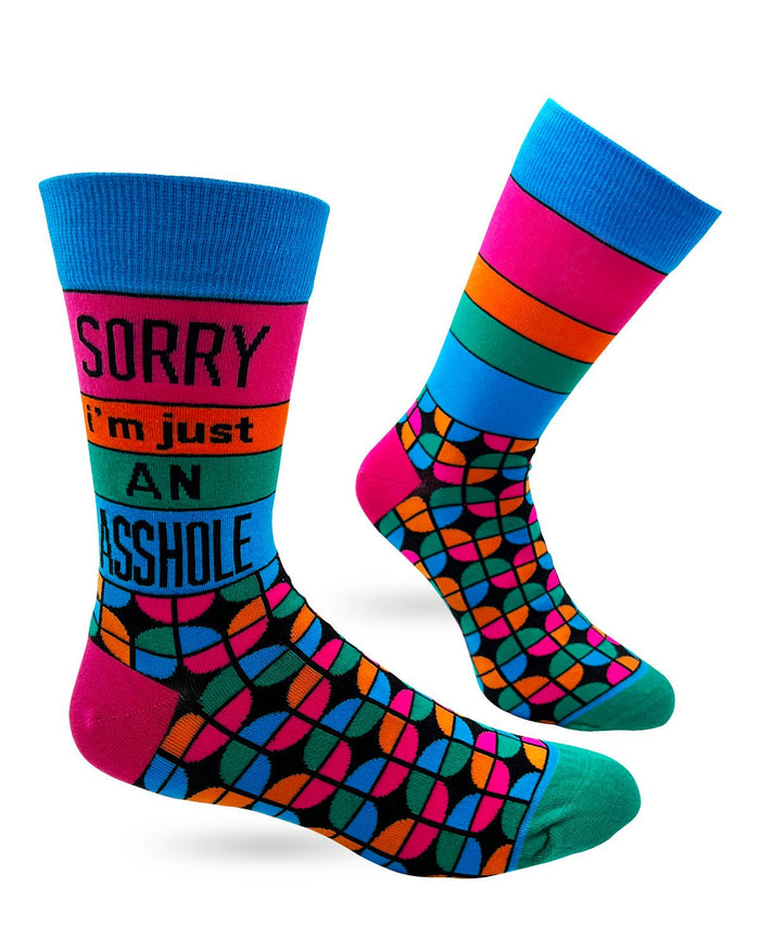 Sorry I'm Just An Asshole Men's Novelty Crew Socks - Premium Socks from Fabdaz - Just $11.95! Shop now at Pat's Monograms