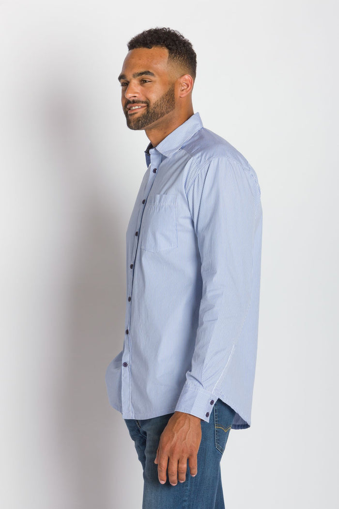 St Tropez | Men's Cotton Pinstripe Button Up Shirt