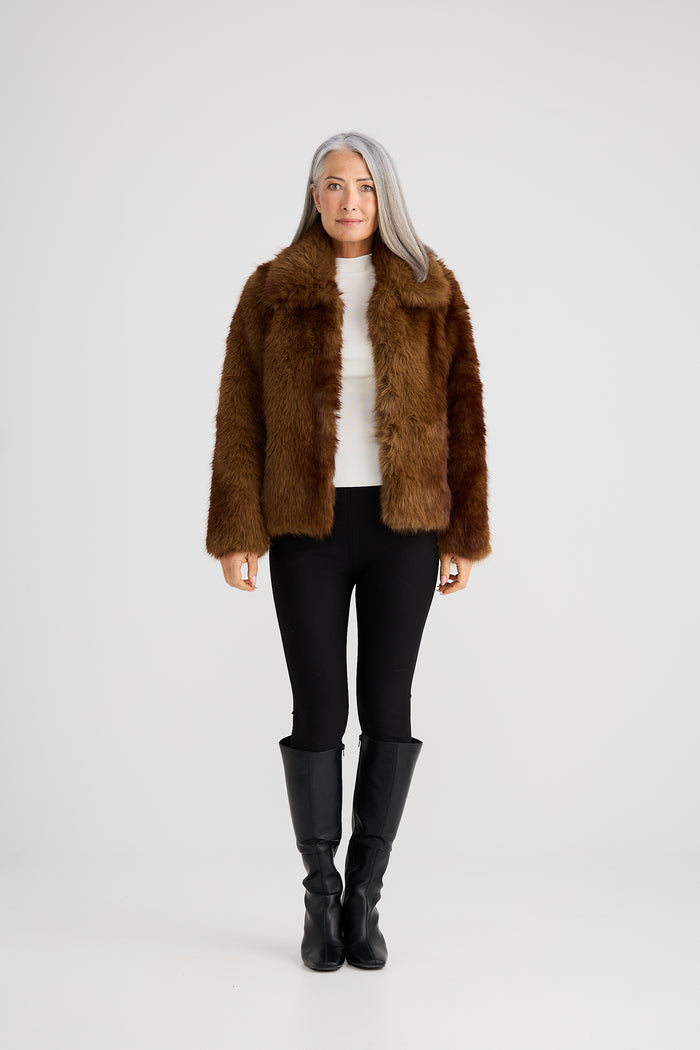 Brave + True Steinway Faux Fur Jacket in Mink | Women's Jackets | Gretel Lane