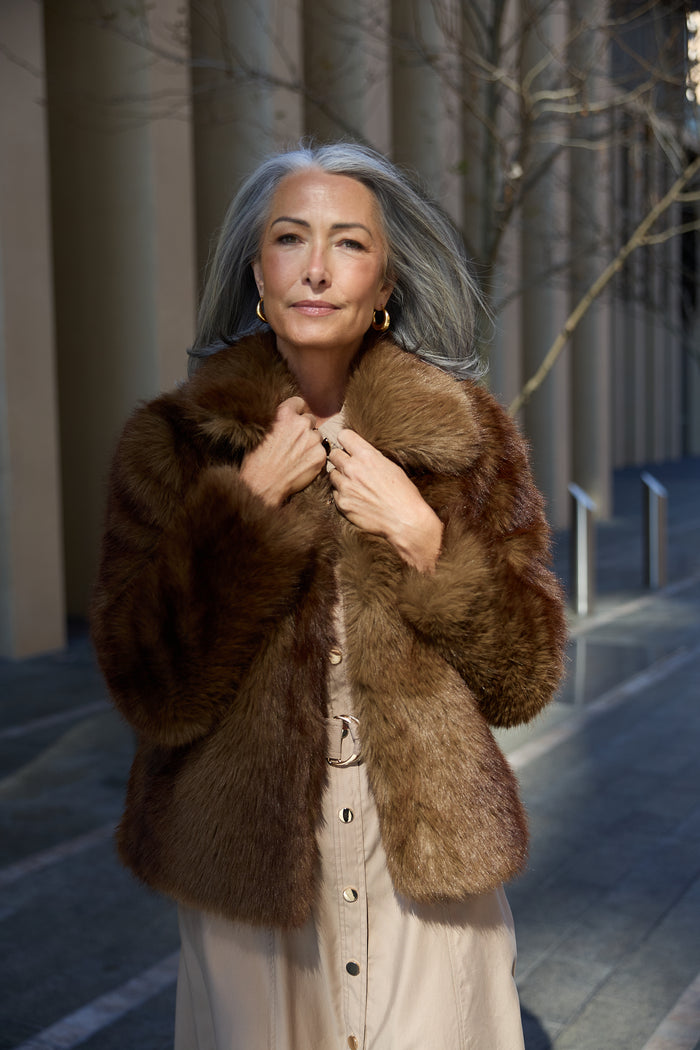 Brave + True Steinway Faux Fur Jacket in Mink | Women's Jackets | Gretel Lane