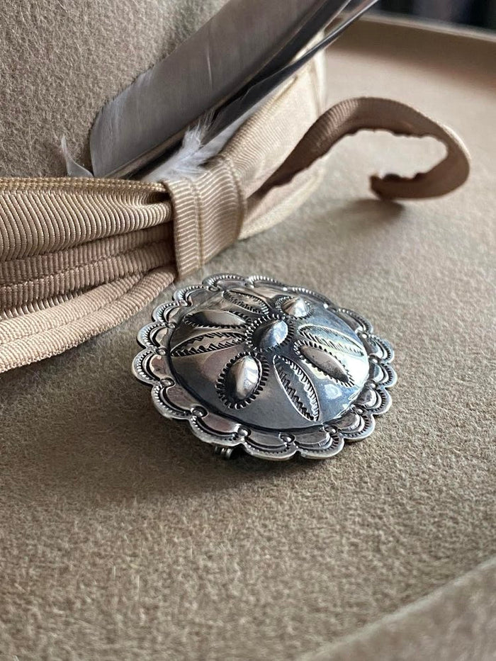 Sterling Repoussé Concho Pin