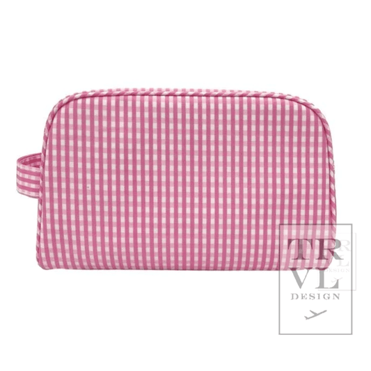 Stowaway - Toiletry Bag Gingham Pink - Premium Cosmetic Bag from TRVL Design - Just $36! Shop now at Pat's Monograms