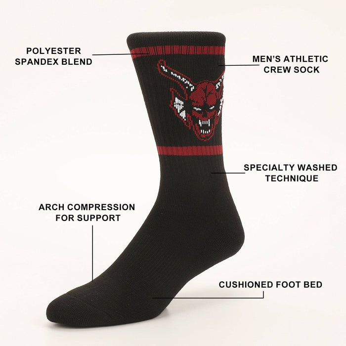 Stranger Things Hellfire Club Stripes Mens Athletic Crew Socks - Premium socks from Bioworld Merchandising - Just $11.95! Shop now at Pat's Monograms