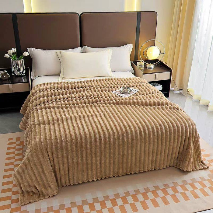 Stripe Fleece Throw – Ultra Plush Ribbed Blanket with 1.6" Wide Channel Texture - Premium blankets from FLUFFERY - Just $37.50! Shop now at Pat's Monograms