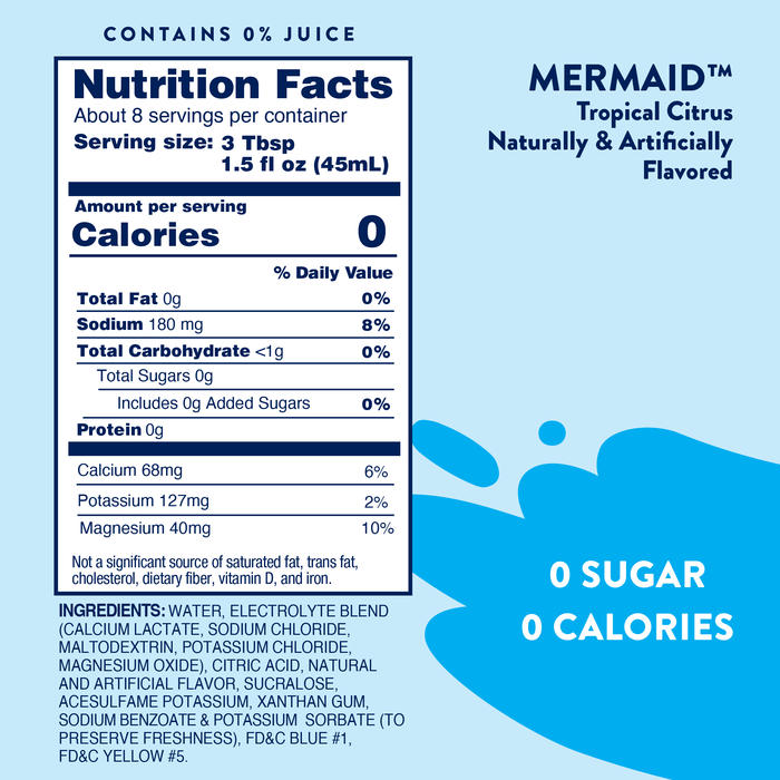 Sugar Free Mermaid Hydration Syrup with Electrolytes 375 ml - Premium drink mix from Jordan's Skinny Mixes - Just $7.95! Shop now at Pat's Monograms