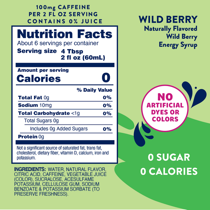 Sugar Free Wild Berry Energy Syrup - 375ml - Premium syrup from Jordan's Skinny Mixes - Just $6.95! Shop now at Pat's Monograms