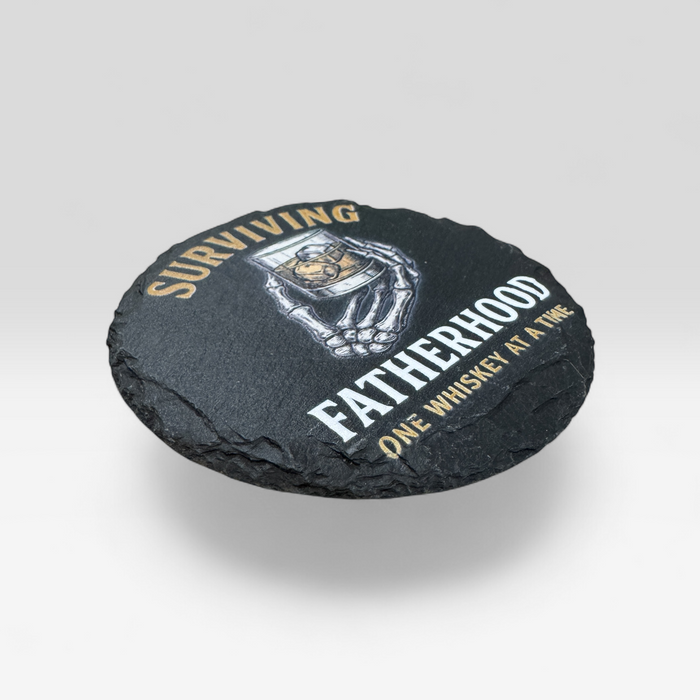 Surviving Fatherhood Slate Coaster - Premium barware from Pat's Monograms - Just $6.50! Shop now at Pat's Monograms