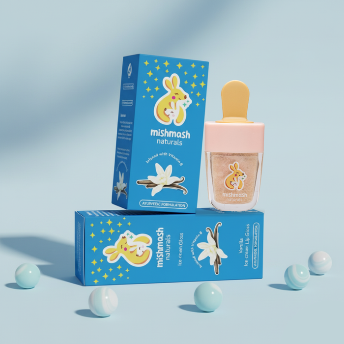 Mishmash Naturals product with packaging on a light blue background