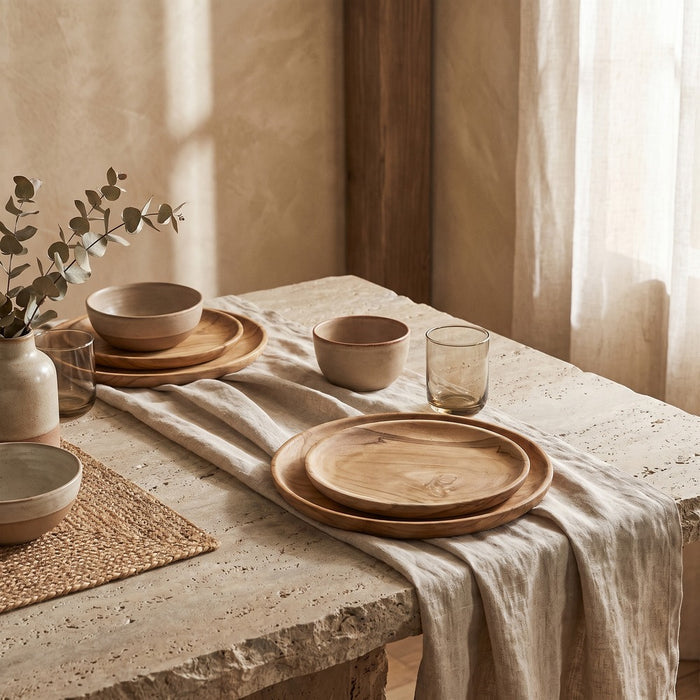 Teak Lunch Plate, styled at home