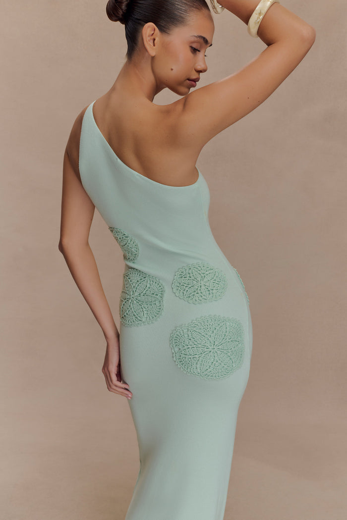 Teneika Crochet Knit Maxi Dress - Light Aqua