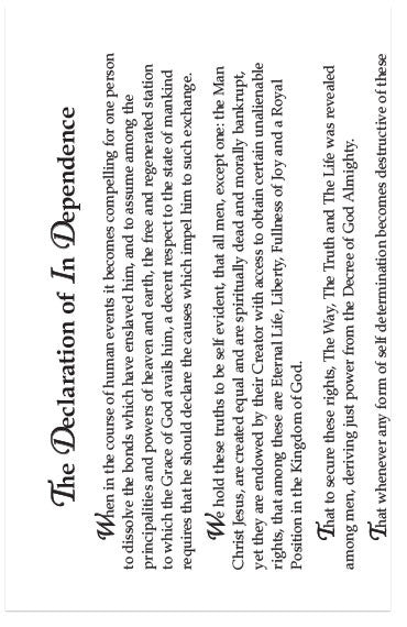 The Declaration of In Dependence