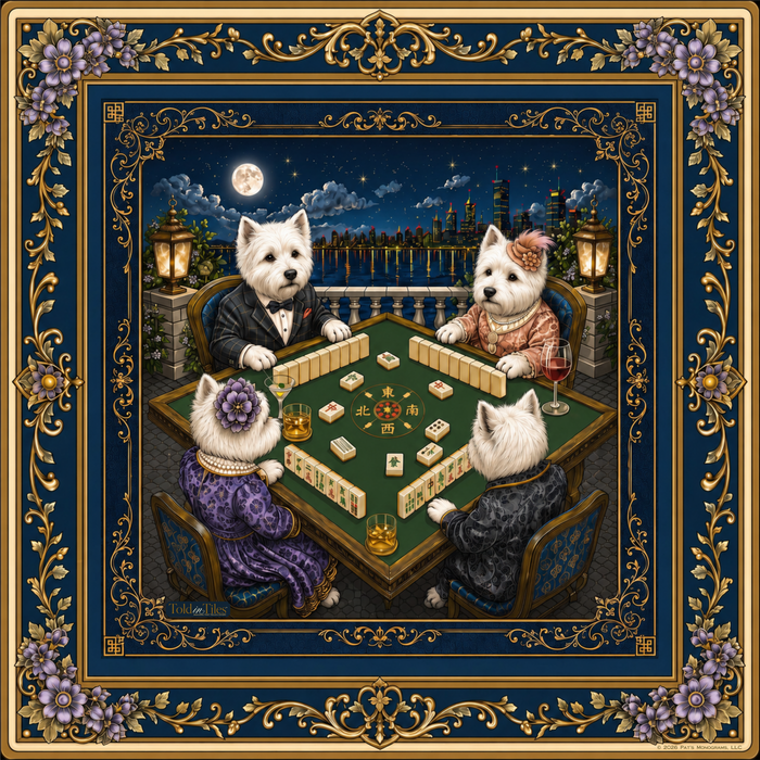 The White Tie Affair Mahjong Mat | Westie | Paws & Tiles Collection - PREORDER