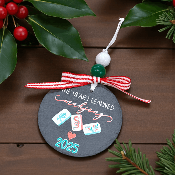 The Year I Learned Mahjong Christmas Ornament - Premium Christmas Ornament from Pat's Monograms - Just $12.95! Shop now at Pat's Monograms