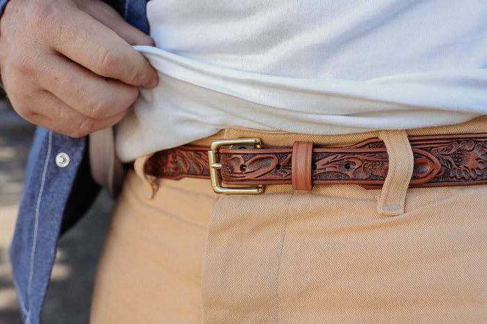 Tooled Leather Belt