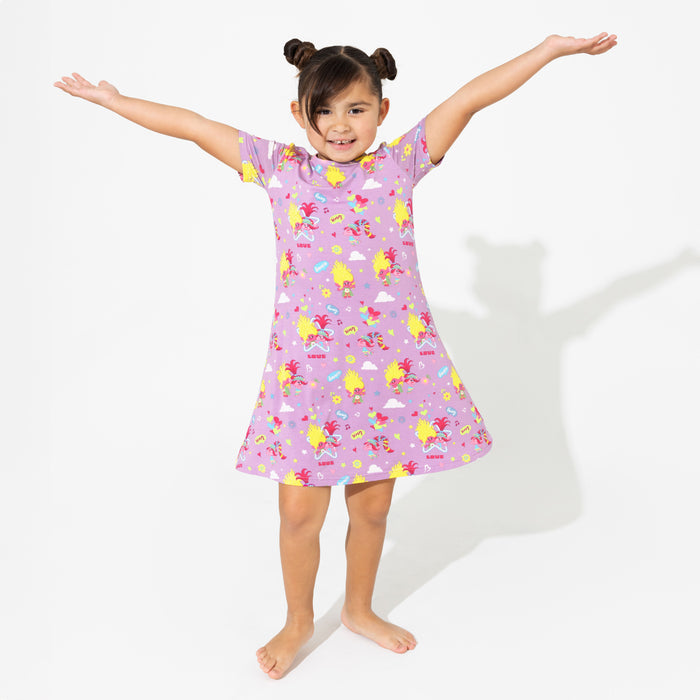 Trolls Harmony Valentine's Bamboo Girls' Short Sleeve Dress