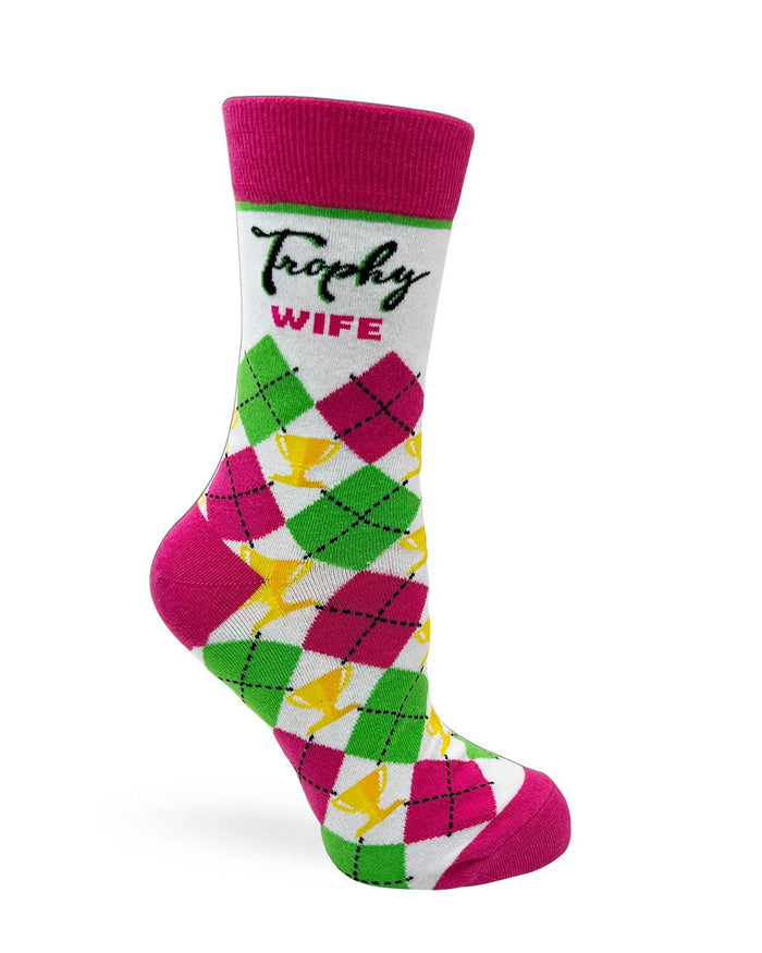 Trophy Wife Ladies' Novelty Crew Socks - Premium Socks from Fabdaz - Just $11.95! Shop now at Pat's Monograms