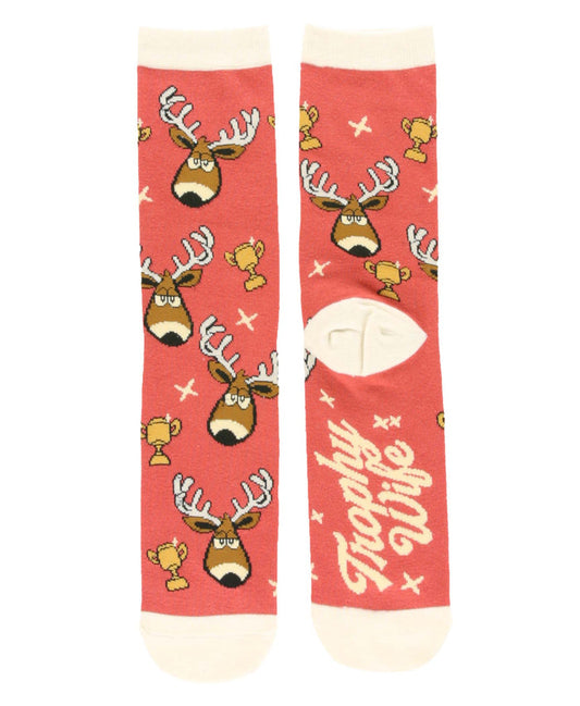 Trophy Wife Pink Crew Sock - Premium socks from Lazy One - Just $9.95! Shop now at Pat's Monograms