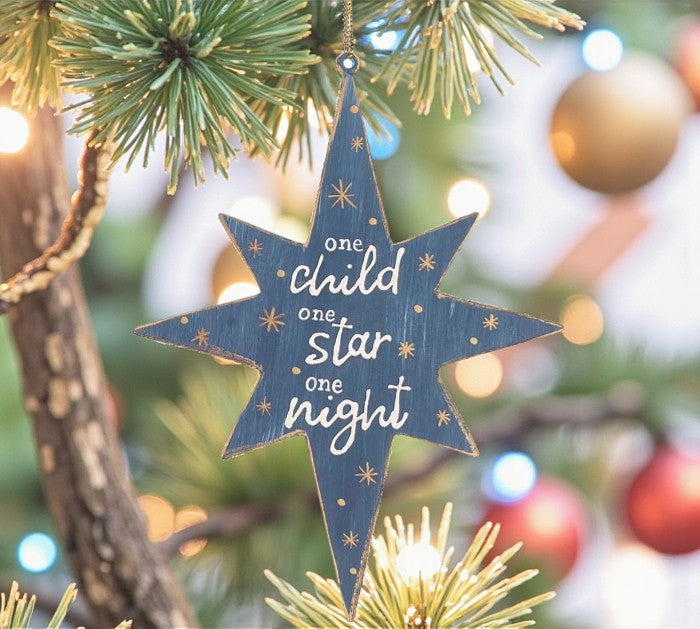 Two Sided Holy Child Tin Star Ornament - Premium Christmas Ornament from Burton and Burton - Just $7.95! Shop now at Pat's Monograms