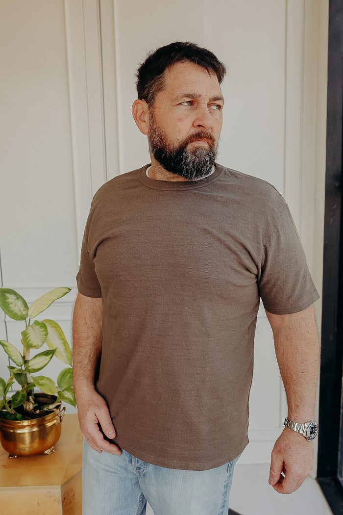 UES No.8 Slub Nep s/s T-Shirt -Coffee