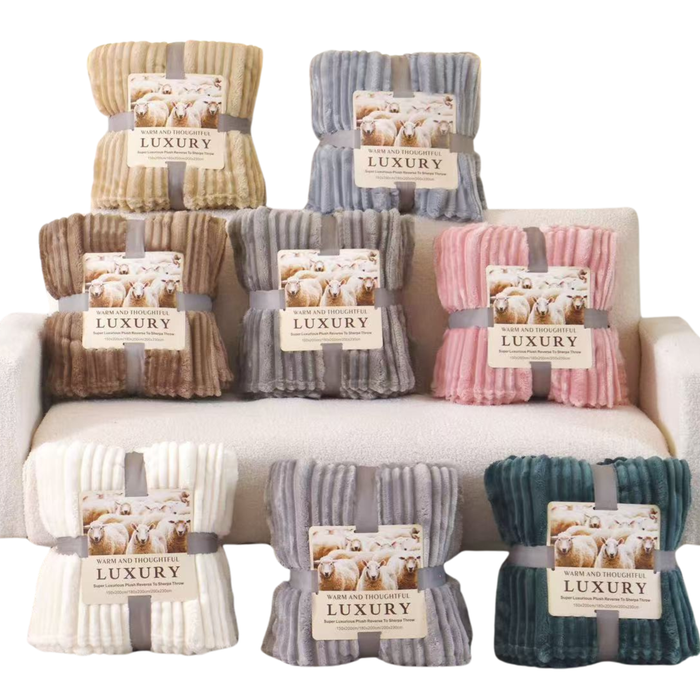 Ultra Soft Ribbed Blanket - Plush Flannel Throw - Premium blankets from FLUFFERY - Just $21.95! Shop now at Pat's Monograms