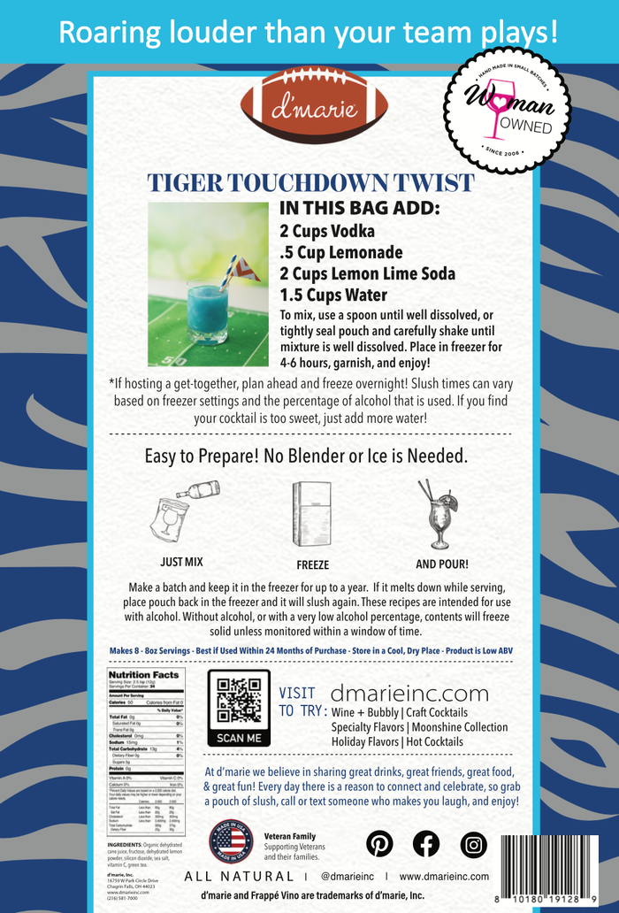 University of Memphis: Tiger Touchdown Twist Cocktail Mix - Ready-To-Freeze Cocktail