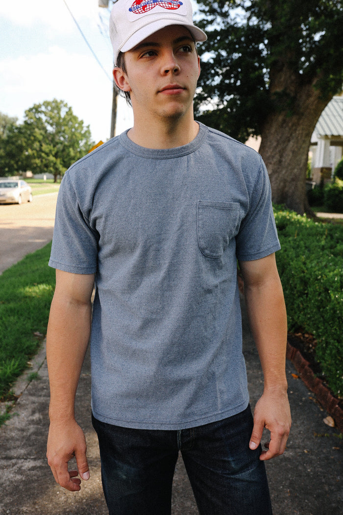 "Upcycle" Recycled Cotton Pocket Tee- Indigo (8158)