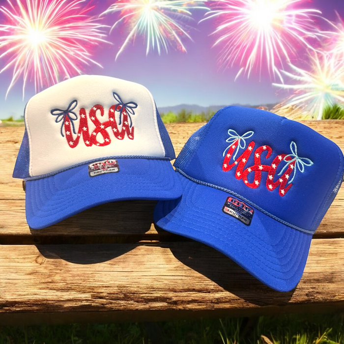 USA Bows Trucker Cap - Premium Hat from Pat's Monograms - Just $16.95! Shop now at Pat's Monograms