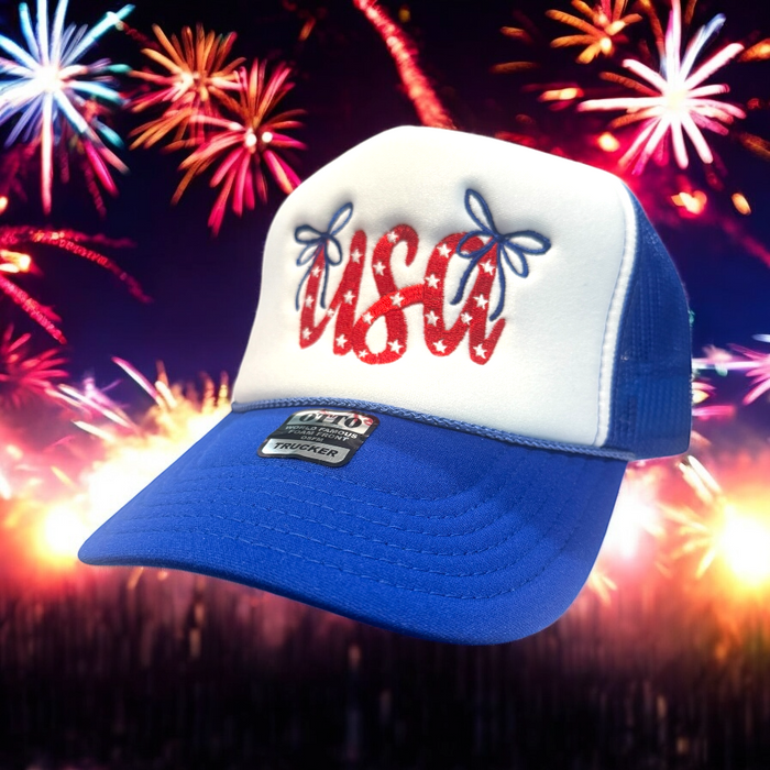 USA Bows Trucker Cap - Premium Hat from Pat's Monograms - Just $16.95! Shop now at Pat's Monograms