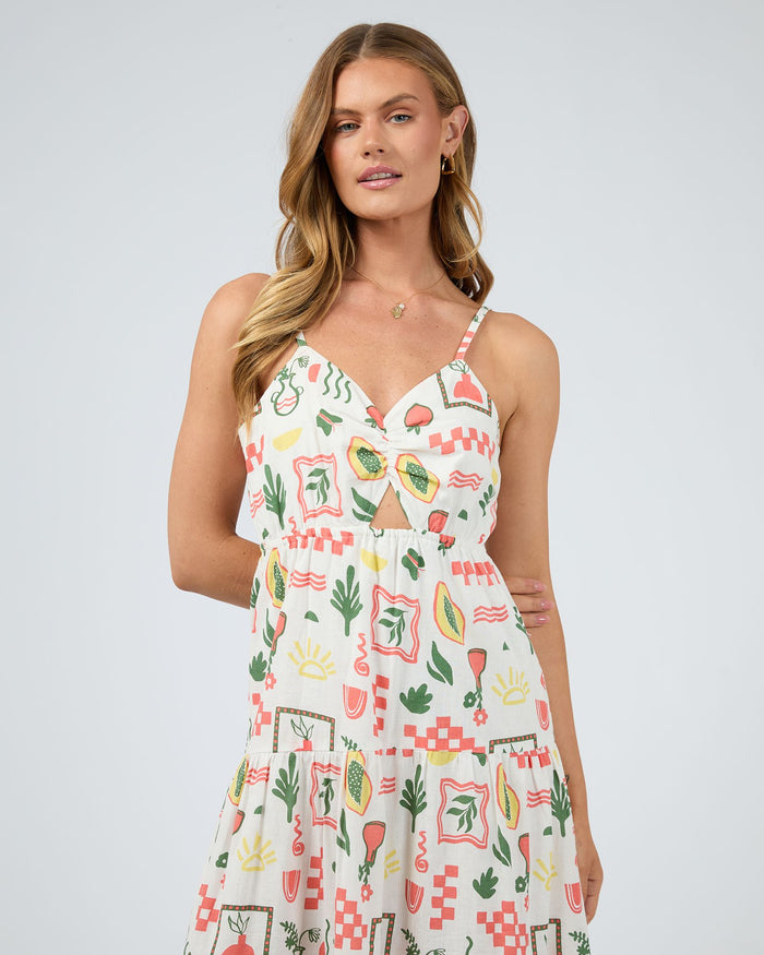 Valancia Maxi Dress Mediterranean-inspired print