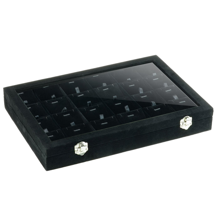 Velvet Covered Glass Top Pendant Tab Tray