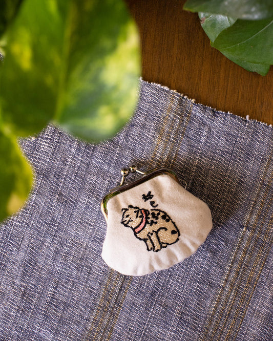Wa Modern, Embroidered Mini Coin Purse, Neko