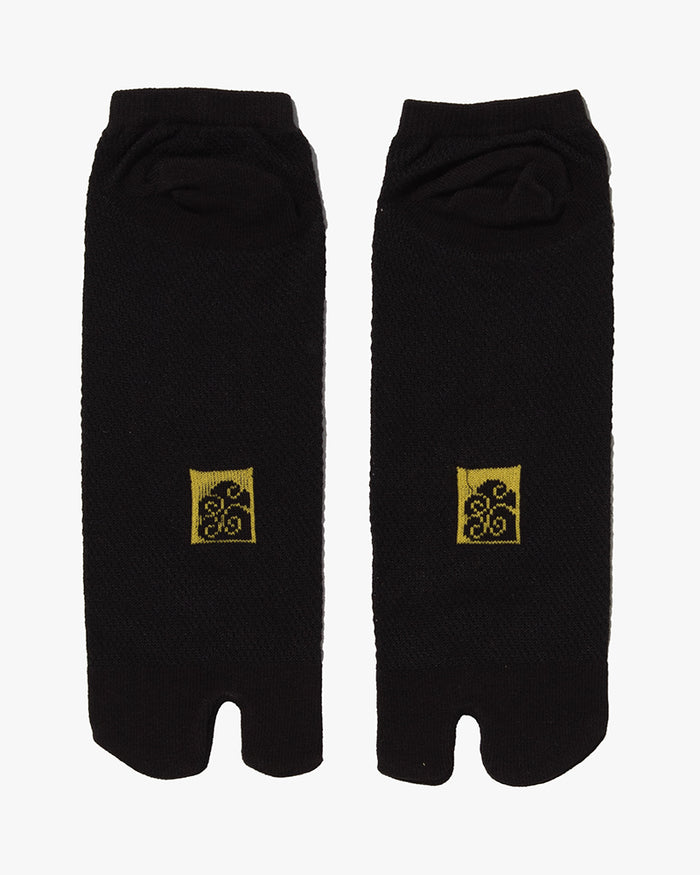 Wa Modern, Tabi Socks, Ankle, Black with Yellow Crane - M/L
