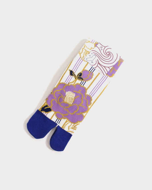 Wa Modern, Tabi Socks, Crew, Shima Tsubaki, Cream and Lavender  - (S/M)