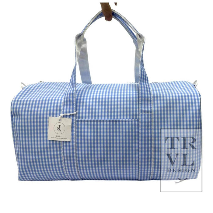 Weekender - Gingham Sky Duffel Bag - Premium Duffel Bags from TRVL Design - Just $64.95! Shop now at Pat's Monograms