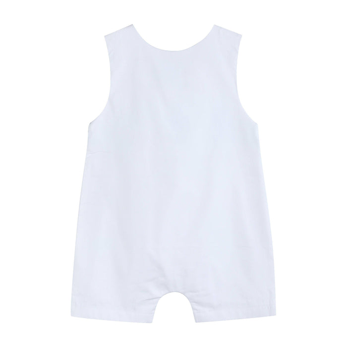 White and Blue Holy Crosses Smocked Overalls - Premium Baby & Toddler Outfits from Lil Cactus - Just $38.95! Shop now at Pat's Monograms