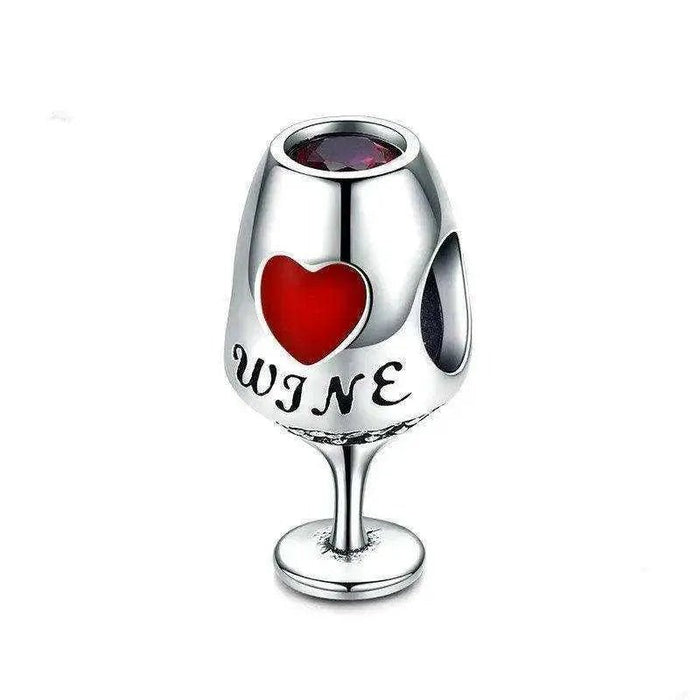 Wine goblet necklace pendant with polished finish