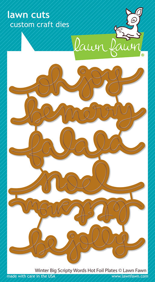 winter big scripty words hot foil plates