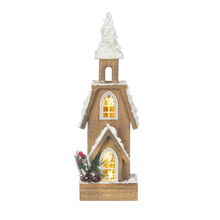 Wood Snowy Church Small - Premium holiday decor from Oak Street Wholesale - Just $24.95! Shop now at Pat's Monograms