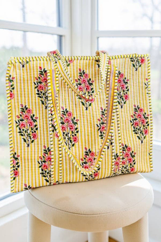 Wrenlee Yellow Floral Tote Bag - Premium Bags and Totes from Nash Grey - Just $38.95! Shop now at Pat's Monograms