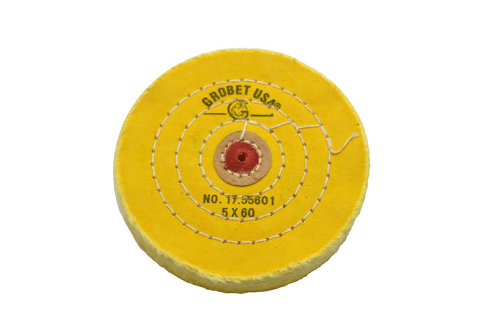 Yellow Chemkote Buff, 5" x 60 Ply, Leather Center, Item No. 17.55601